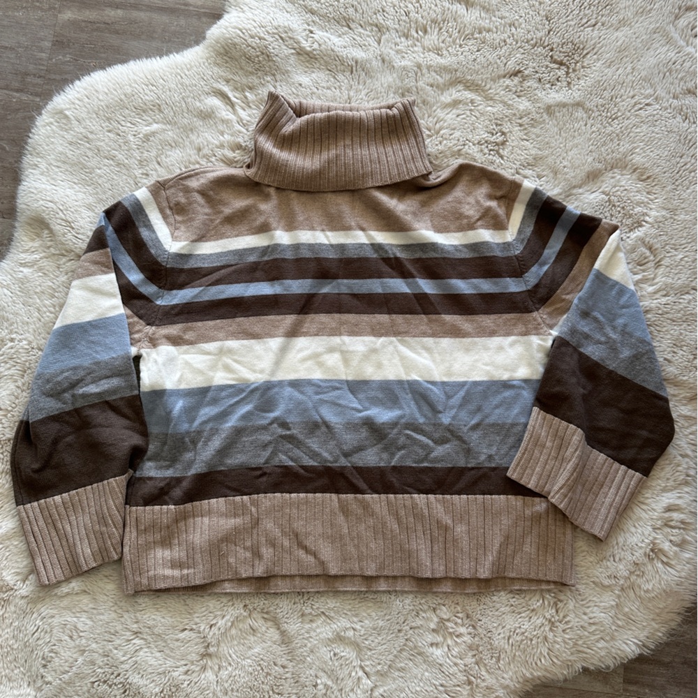 Laundry By Shelli Segal women’s Turtleneck Sweater - Brown, Cream, and Blue
